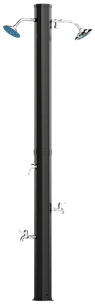 Douche solaire de jardin 35L noire avec double pommeau rotatif orientable