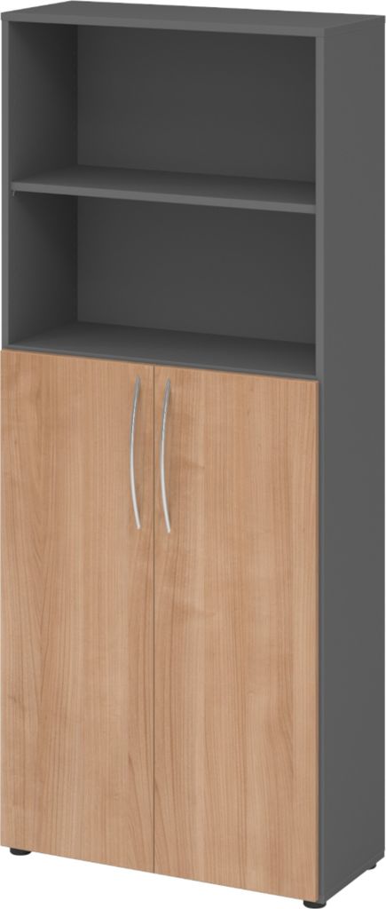 bümö basic Regalschrank - 5 Ordnerhöhen - Nachbildung: Graphit/Nussbaum