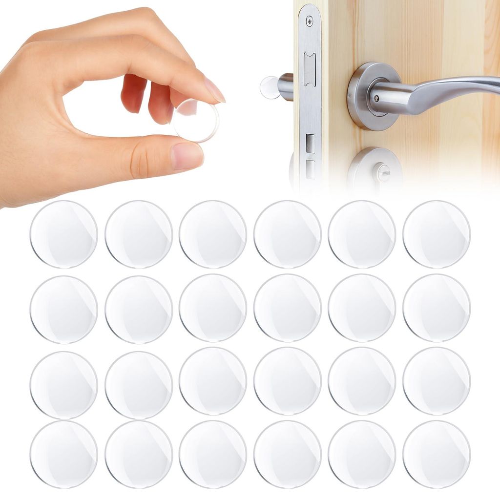Türstopper, 24 Stück, diskrete transparente Türstopper, 20 x 5 mm Silikon-Türstopper für Wände, selbstklebende transparente runde Türgriffst...