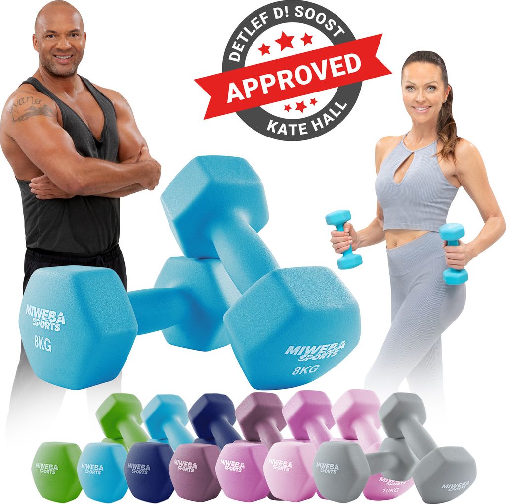 Fitness-Mad Neopren Hanteln - 2 Stück Beschichtete Kurzhanteln Für Aerobic & Training