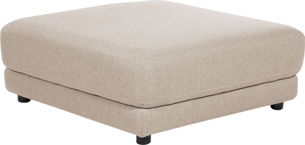 BELIANI Ottomane Beige Stoffbezug Quadratisch 102x102 cm mit Schwarzen Beinen Modern Wohnzimmer Schlafzimmer Ausstattung Sitzmöbel Fußhocker