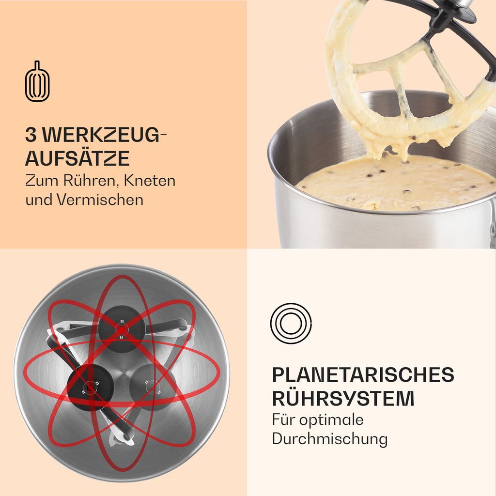 Klarstein Knetmaschine Küchenmaschine mit Fleischwolf, Produktbild 4