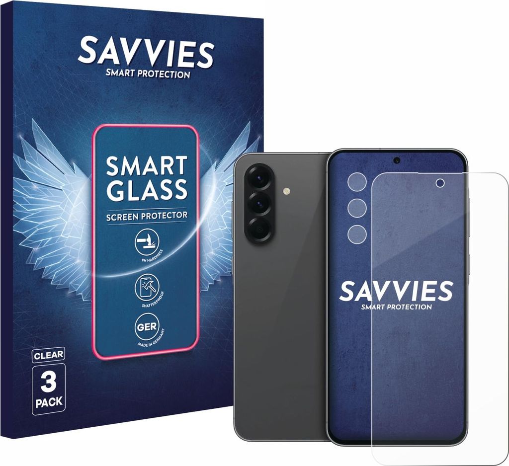 3x Savvies Schutzglas Folie für Samsung Galaxy A56 5G (Display+Kamera) 9H Panzer Schutzfolie Glas Displayschutz klar transparent