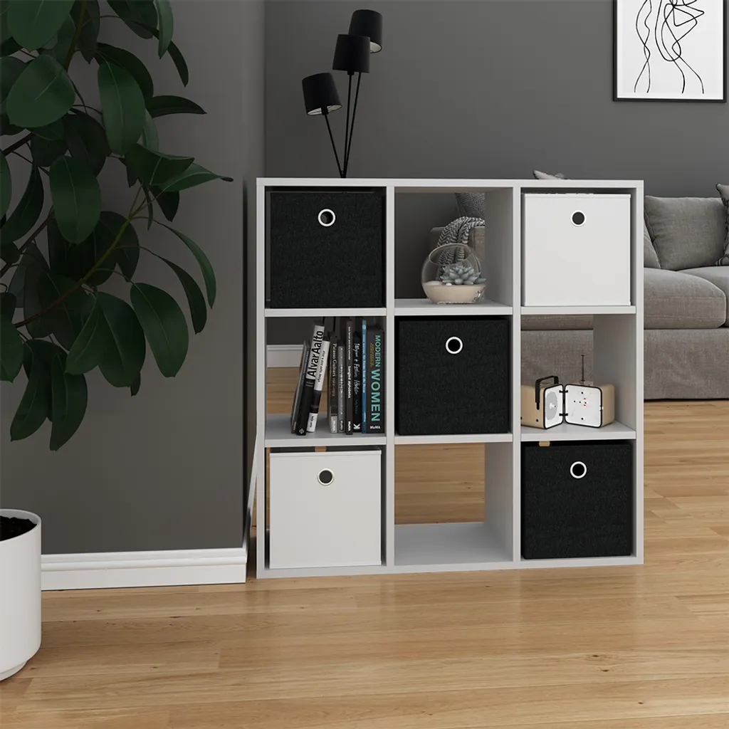 Petit Meuble Cube Blanc Vicco Hylda 82,8cm Structure Robuste et Chic