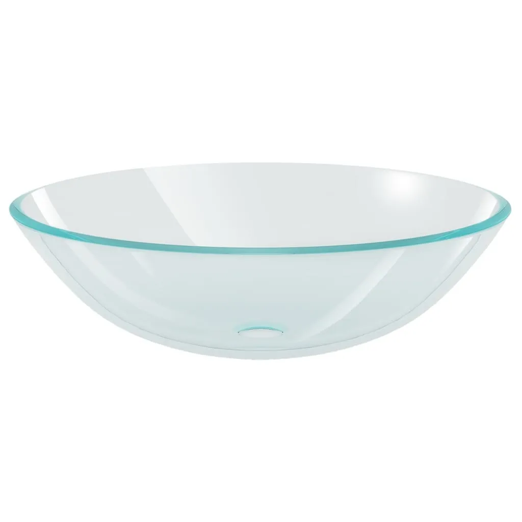 Vasque en verre trempé 42 cm transparent pour salle de bain design