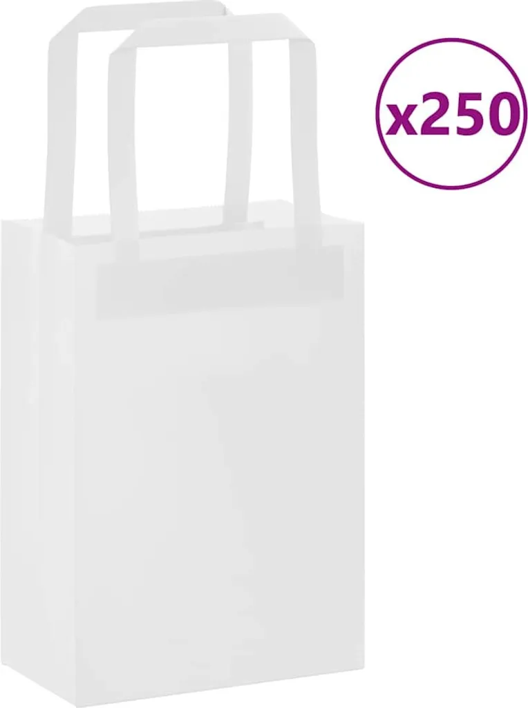 Sacchetti di carta 250 pz. con manici bianchi 15x8x21 cm