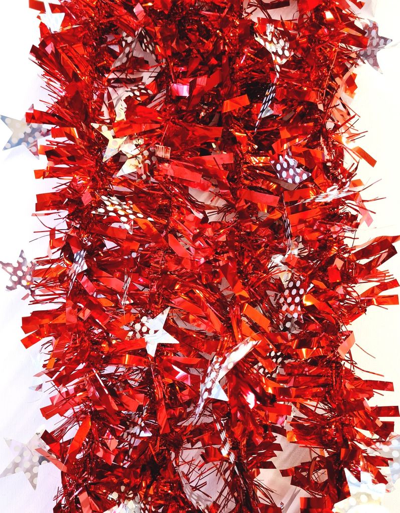 Lametta 5m Girlande Weihnachten Weihnachtsgirlande Christbaumschmuck Deko Sterne LMT9 Rot