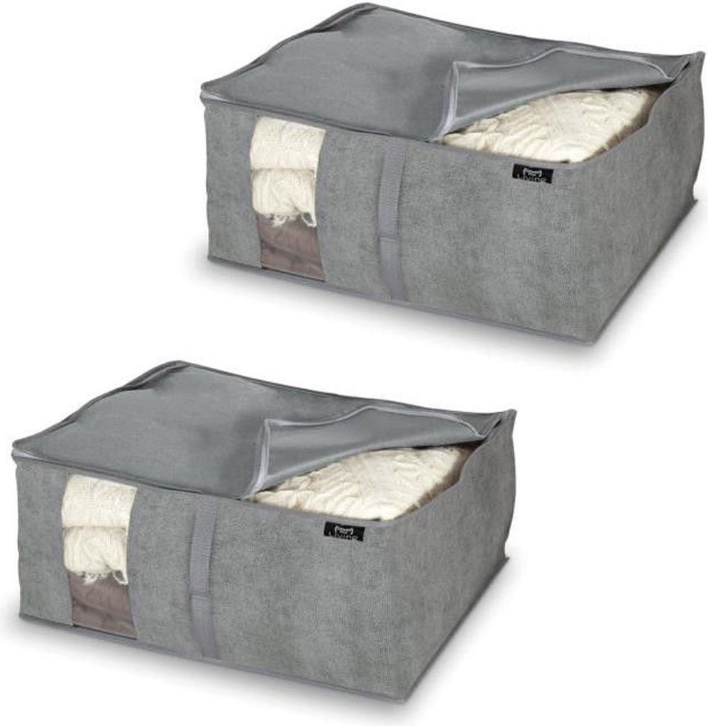 2x Aufbewahrungstasche für Bettdecken Grau 55x45x25 cm mit Produktbild 