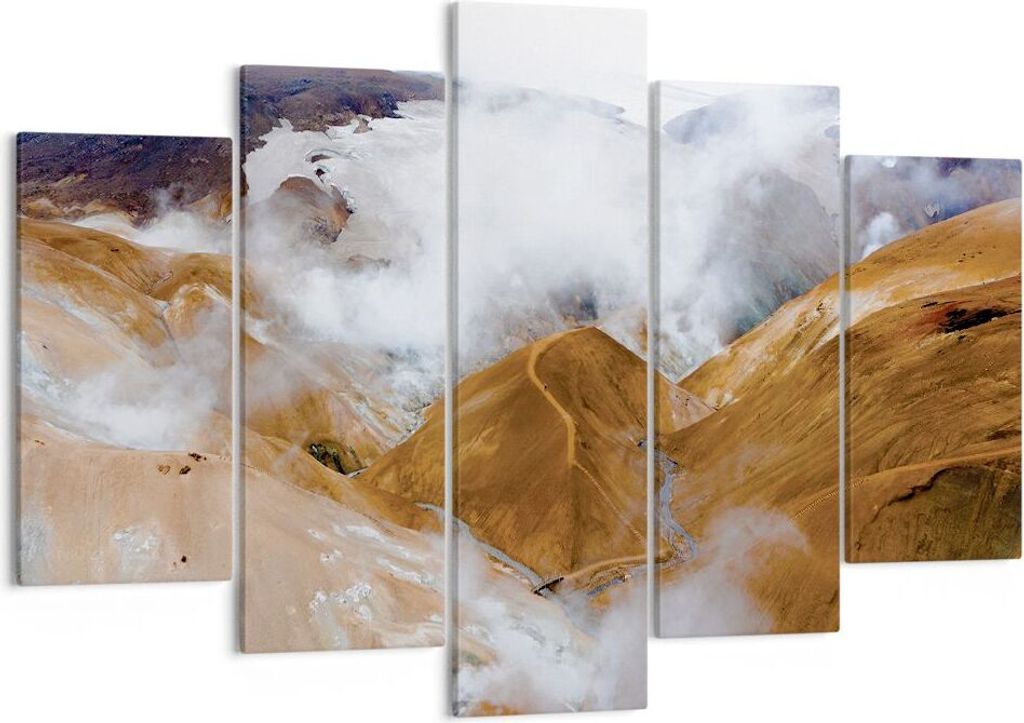 Bild auf Leinwand - Leinwandbild - 5 Teile - Berge Wolken Landschaft - 150x100cm - Wand Bild - Wanddeko - Wandbilder - Leinwanddruck - Bilder - Wan...