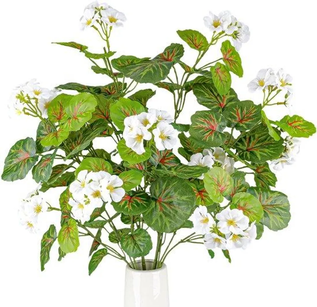 Branche de géranium artificiel blanc 78 cm en métal pour bouquet chic