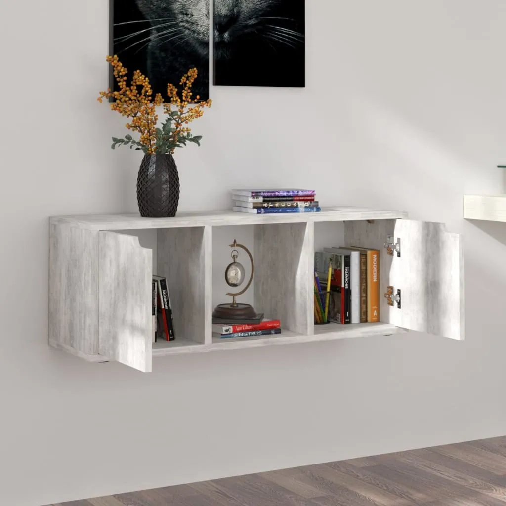 Meuble TV de Chambre Gris Béton 88,5 cm - Idéal Petits Espaces Salon