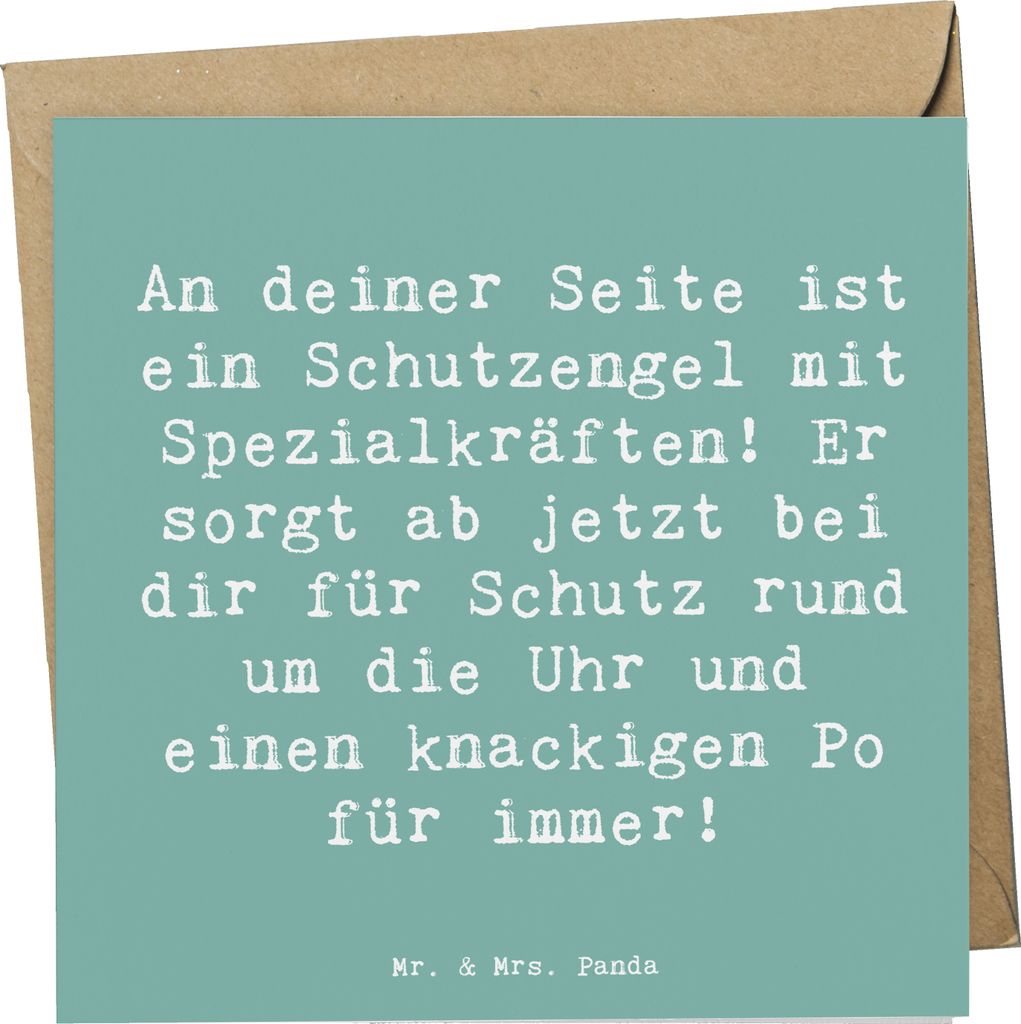 Mr. & Mrs. Panda Glückwunschkarte Spruch Schutz Schutzengel - Meeresbrise - Geschenk, Klappkarte, Handgefertigt, anlasskarte, Zitat, makelloser Lo...