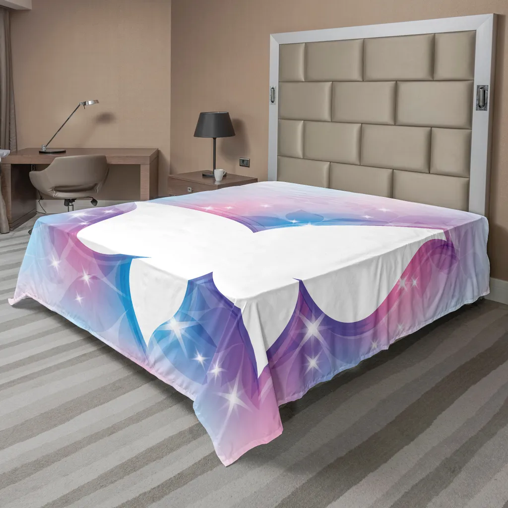Drap plat confortable et respirant imprimé papillons fleurs multicolore