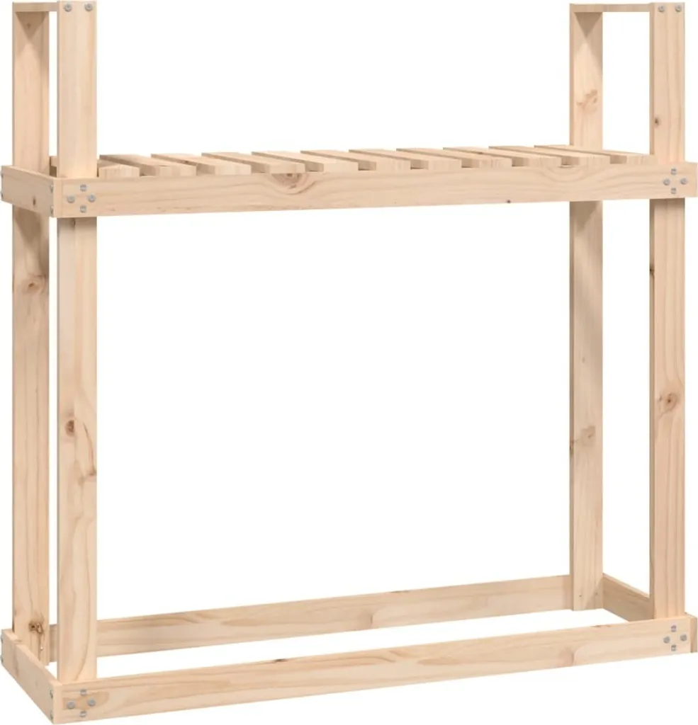 Portalegna Domestico in Pino 110x35x108,5 cm - Arredo Camino Caldo