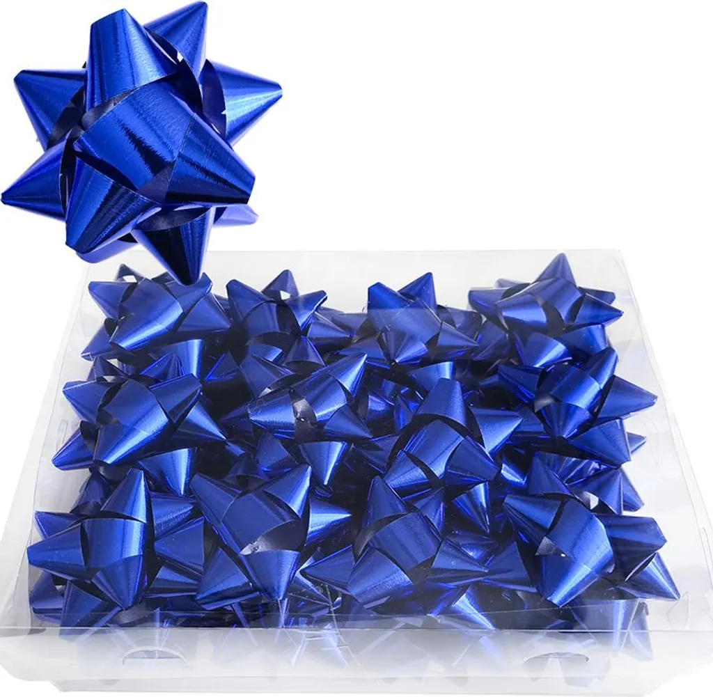 Rosettes adhésives 8 cm bleu marine - Lot de 36 nœuds décoratifs
