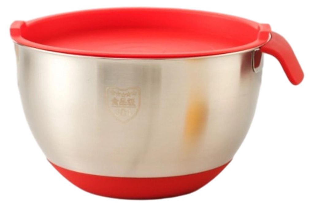 Rührschüssel aus Edelstahl mit Griff und Ausgießer, stapelbare Metallschüssel mit rutschfestem Boden, 20 cm, zum Mischen, Kochen, Backen und Vo...