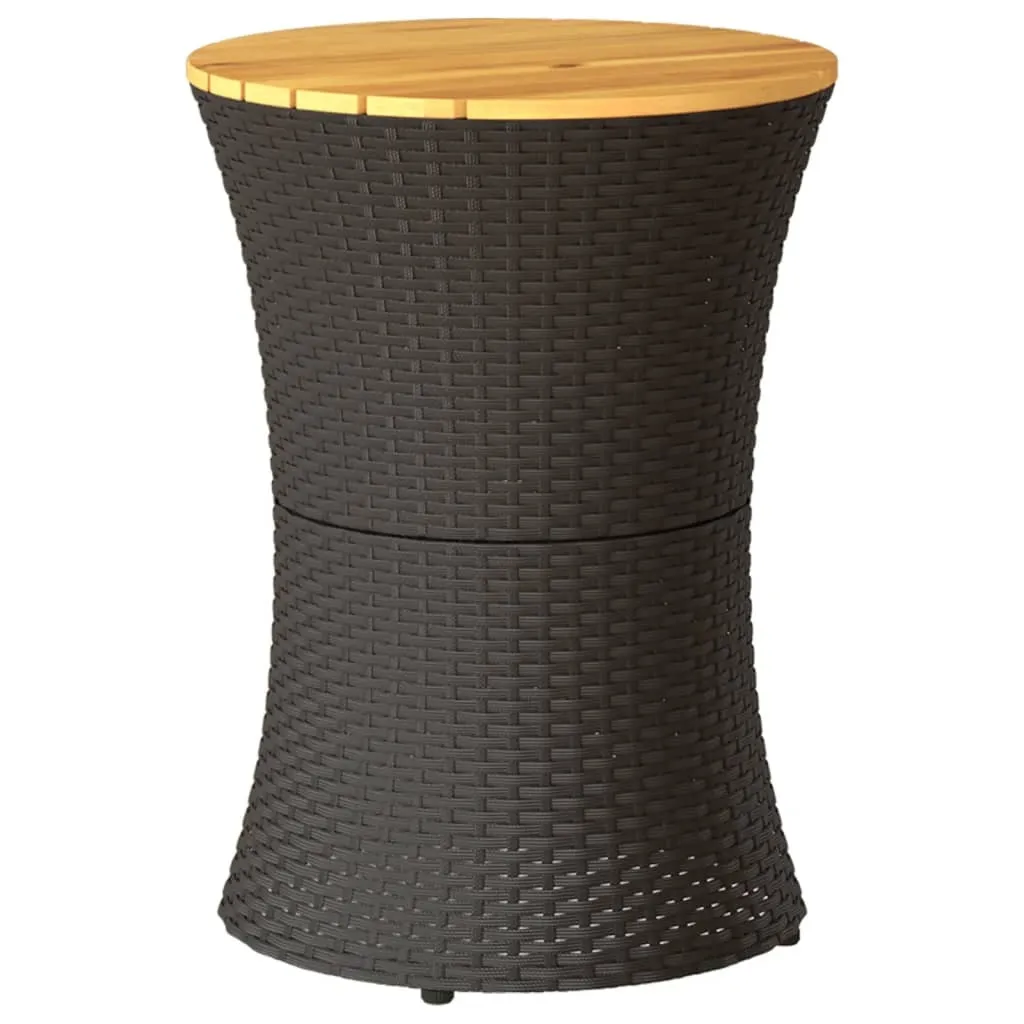 Tavolino Tamburo Giardino Polirattan Nero Legno Massiccio - Offerta