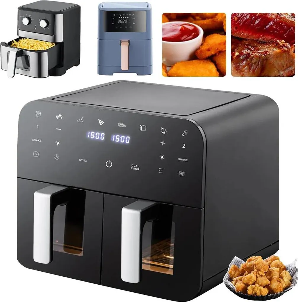 Friteuse à air chaud contre les graisses : Airfryer 2400W Gris clair