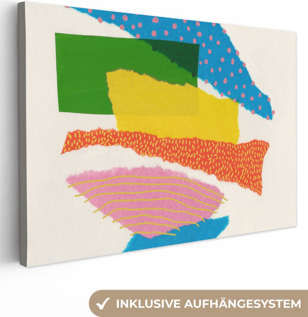 OneMillionCanvasses - Leinwandbilder - 140x90 cm, Abstrakt - Kunst - Formen - Regenbogen, Wandbilder Kunstdruck Wanddekoration - Foto auf Leinwan...