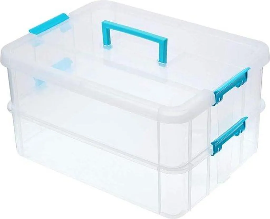 Rangement plastique bleu anti-poussière pour ne plus perdre vos accessoires