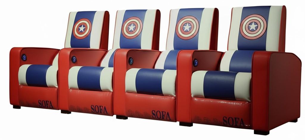 4-Sitzer Sessel Lederbezug Moderner Stil Sessel mit USB-Ladeanschluss