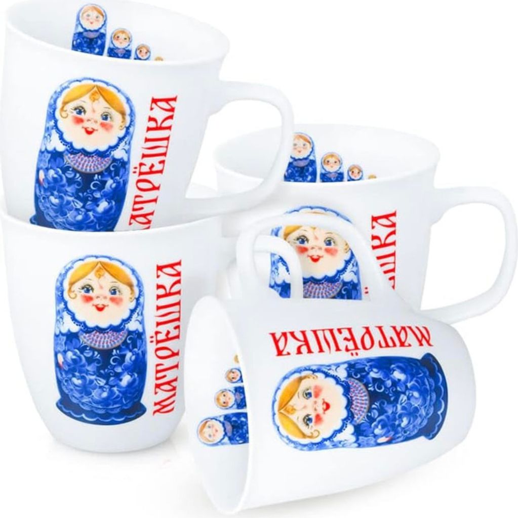 Tassen-Set Matröschka in blau 4 Stück 400ml