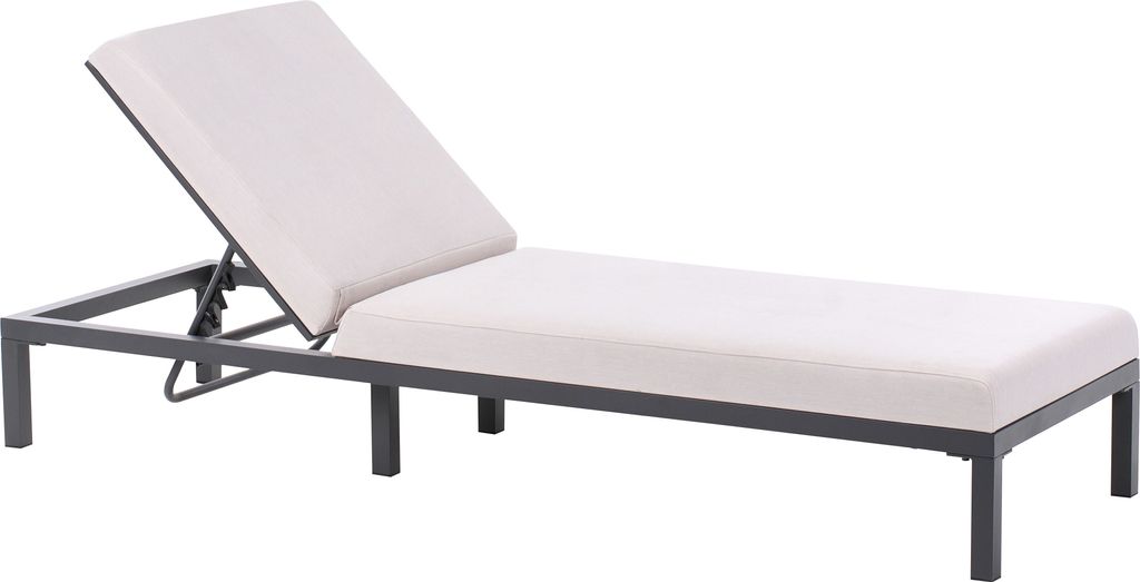 BELIANI Gartenliege Schwarz Aluminium mit Bespannung Hellbeige Stoff Verstellbares Kopfteil Modern Outdoor Garten Terrasse Balkon Außenbereich
