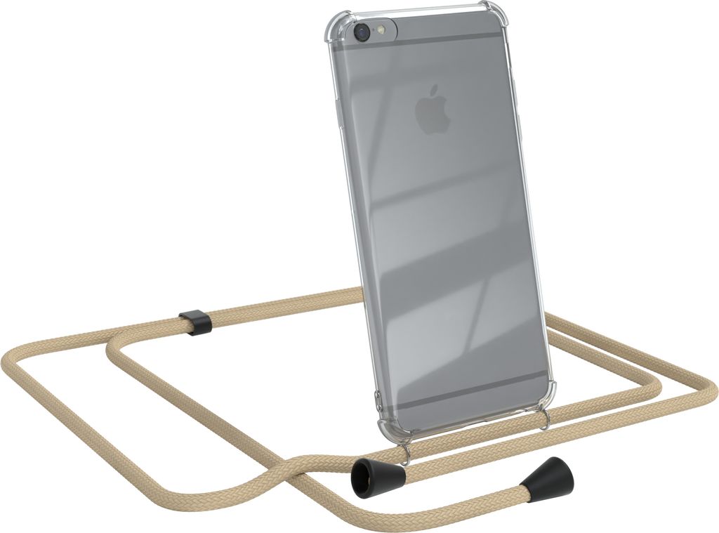 EAZY CASE Handykette kompatibel mit Apple iPhone 6 / 6S, Handyhülle mit Umhängeband, Handykordel, Schutzhülle Clear, Band in Blau