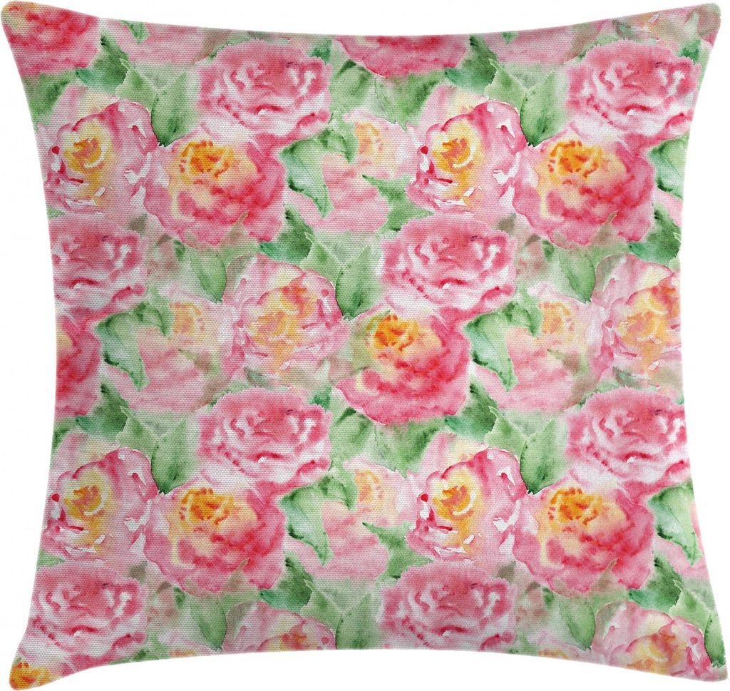 ABAKUHAUS Rose Kissenbezug, Blühende Blumen, Waschbar mit Reißverschluss Kissenhülle mit Farbfesten Klaren Farben Beidseitiger Druck, 40 x 40 cm...