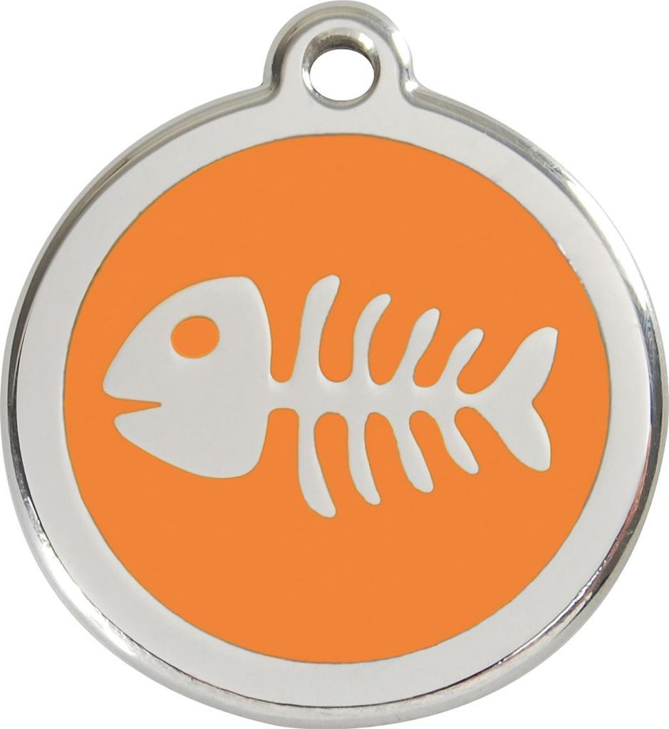 RedDingo Hundemarke mit individueller Gravur Fischgräten orange, Größe: M