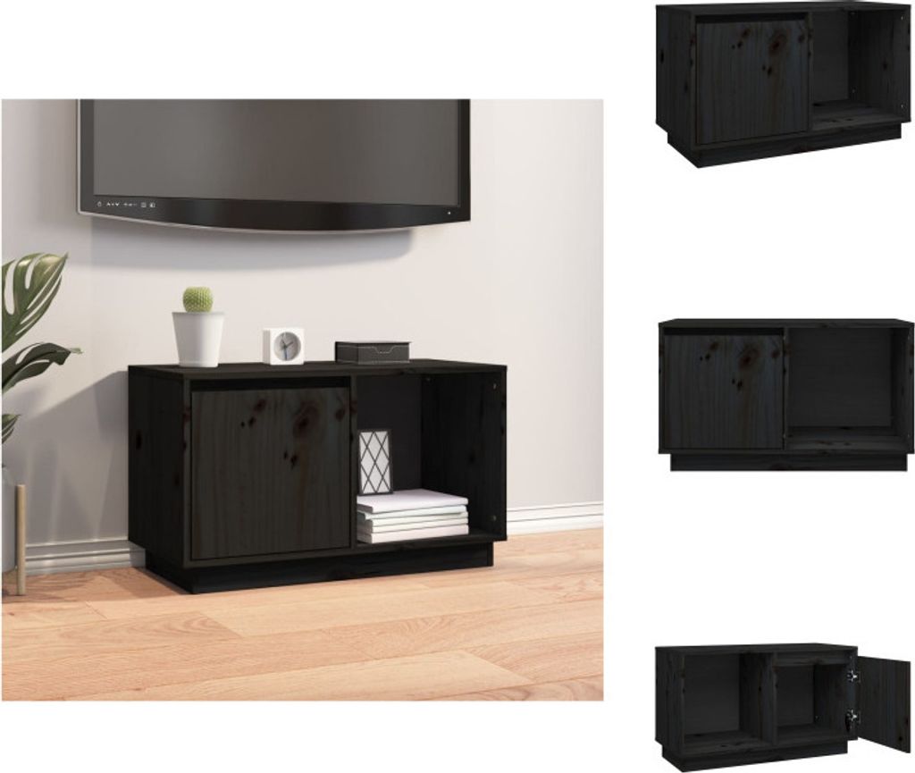 vidaXL TV-Schrank Schwarz 74x35x44 cm Massivholz Kiefer - TV-Möbel