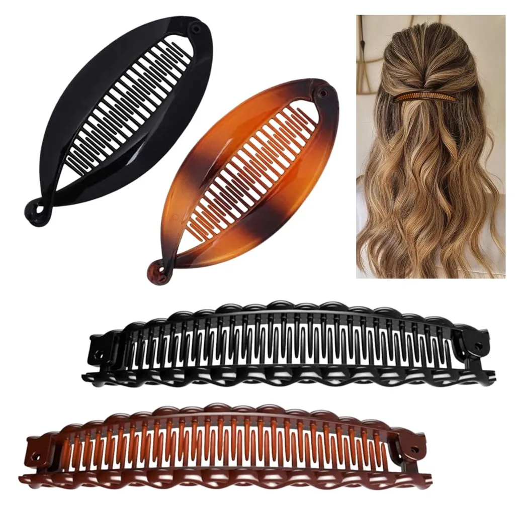 Barrettes Bananes pour Femme : Set de 4 Pinces à Cheveux pour Chignons