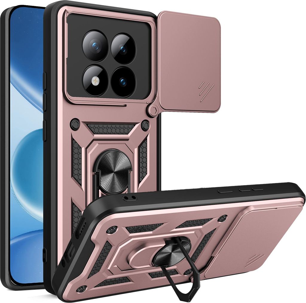 Outdoor Panzer Hülle für Xiaomi Redmi Note 15 Pro+ Handyhülle mit Kameraschutz Ringhalter Rosegold