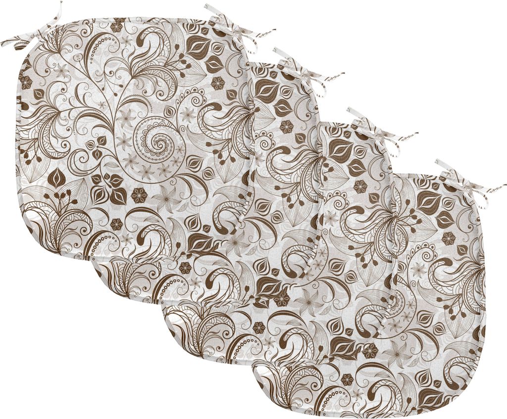 ABAKUHAUS Schokolade Polster für Esszimmerstühle, Klassische Blumenmotive, Dekoratives wasserfestes Kissen mit Riemen für Küchensitze, 40 cm x ...