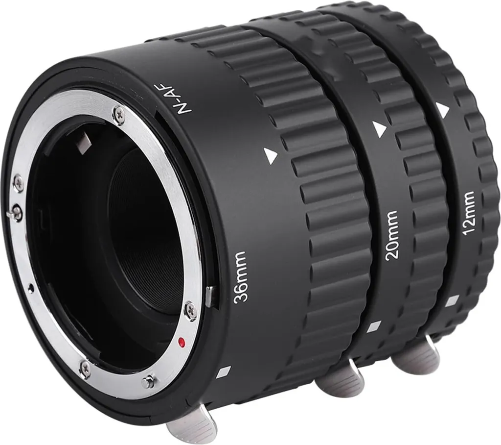 INF Set di tubi di prolunga macro con messa a fuoco automatica, anello adattatore per tubo di prolunga macro con messa a fuoco automatica da 12 mm, 20 mm e 36 mm per Nikon Nero