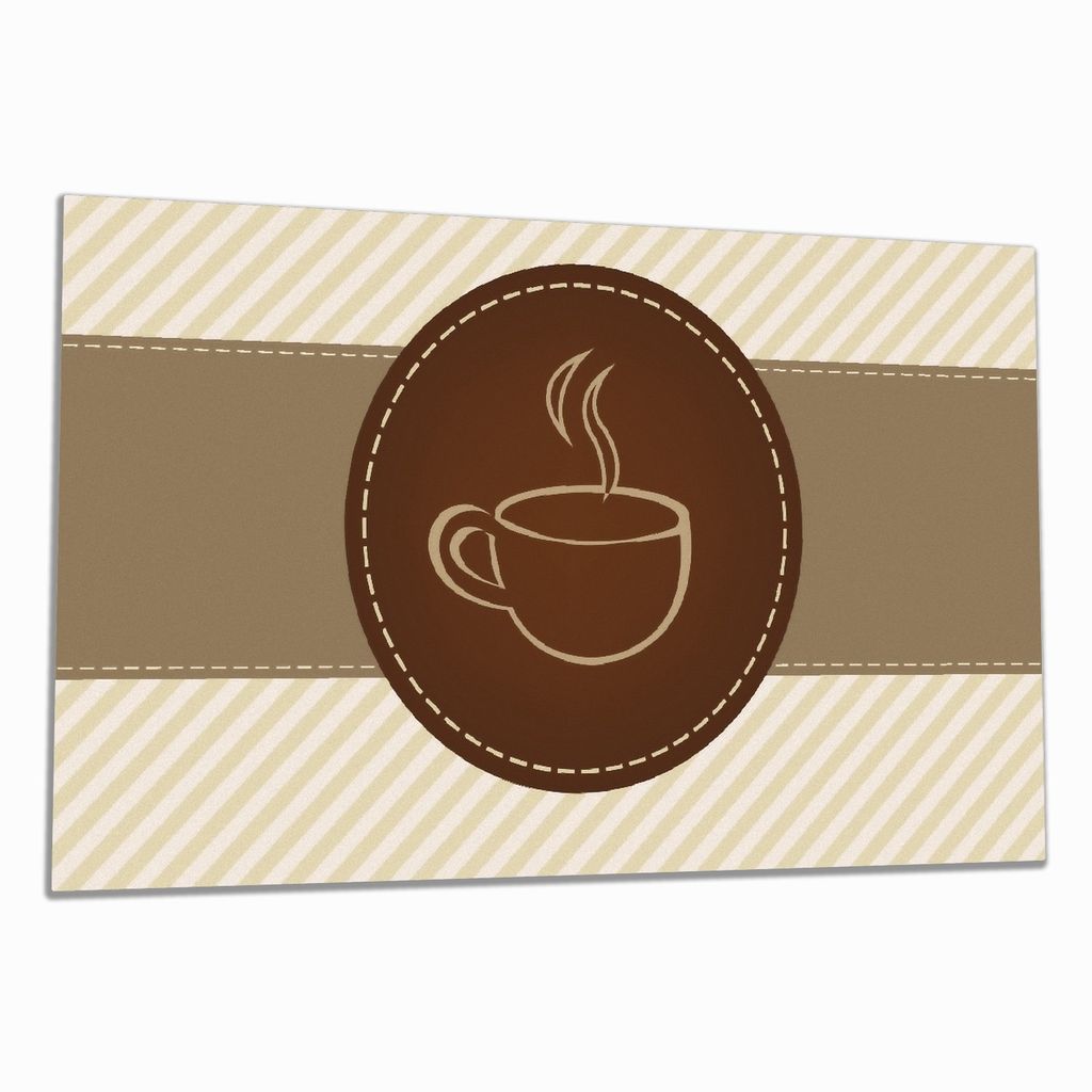 Wallario Herdabdeckplatte aus Glas, Größe 90 x 52 cm 1-teilig, Motiv Kaffee-Menü - Logo Symbol für Kaffee