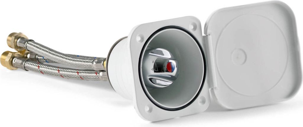 Mischbatterie Warm / Kalt mit Box zum Einbau, 95 x 95 mm, weiß