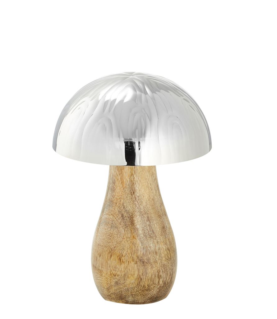 Pilz Pilzhut Edelstahl glänzend Mangoholz Fliegenpilz Herbst Dekoration ges. Höhe ca. 17,5 cm