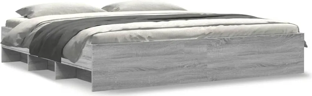 Lit Double 180x200 cm Gris Sonoma en Bois Composite pour Adulte vidaXL