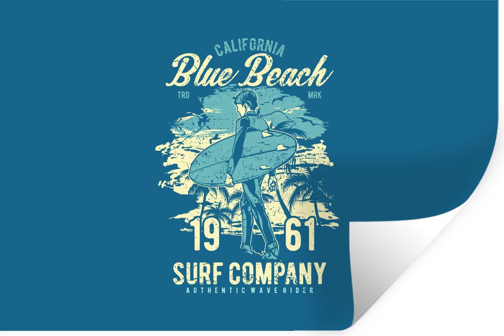 MuchoWow Wandtattoo Wandsticker Wandaufkleber Surfbrett - Surfen - Vintage 60x40 cm Selbstklebend und Repositionierbar - Wierderverwendbar - Selb...