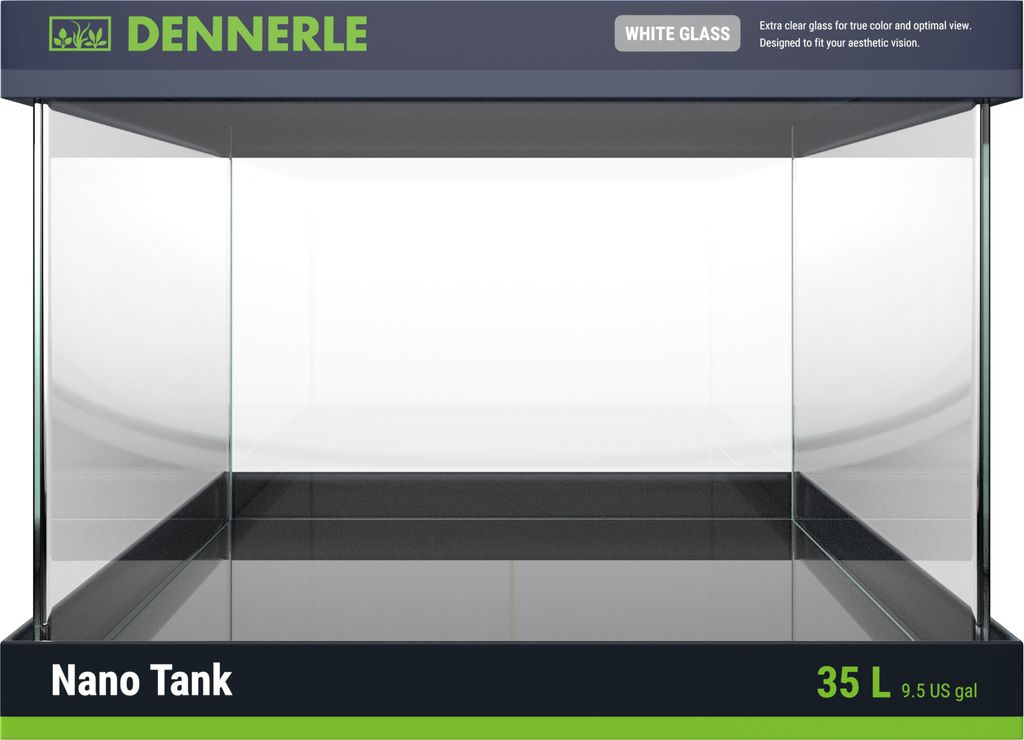 A product shot of a Dennerle Nano Tank aquarium.