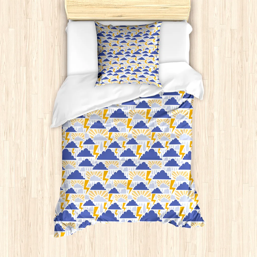 DesignQ Set Copripiumino Moderno In Microfibra - Motivo Astratto Blu, Nero E Giallo, Ultra Morbido, Resistente Alle Pieghe, Prodotto In Canada - 3