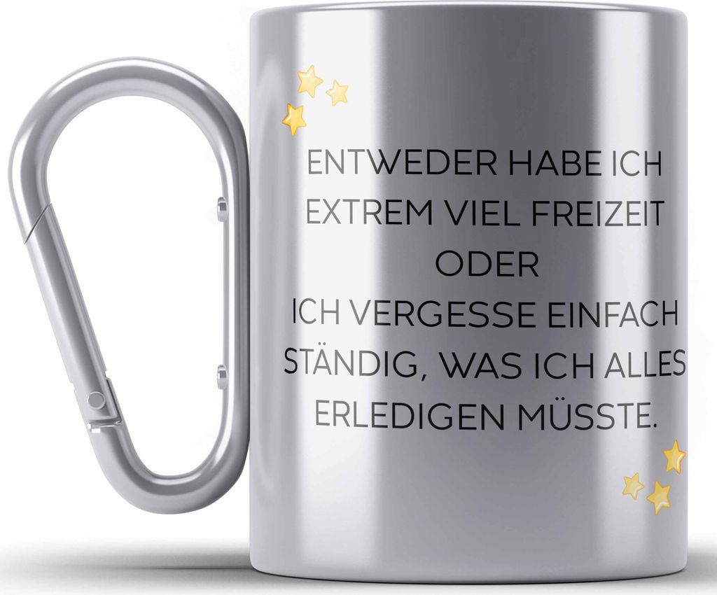 Trendation - Lustige Edelstahl Tasse Karabiner mit Spruch für Frauen Männer Arbeit Büro Lustig Edelstahl Tasse Karabinern Becher mit Sprüchen K...