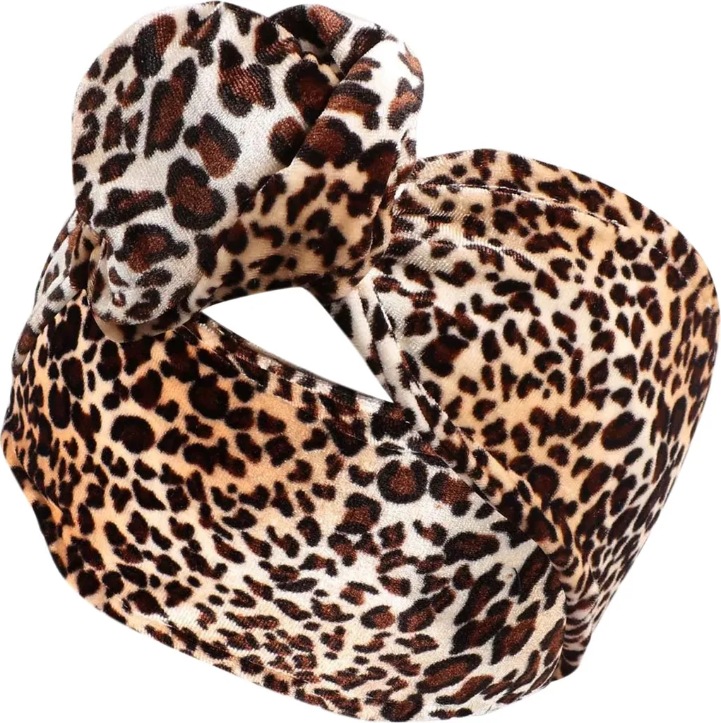 Fascia Turbante Marrone Leopardata Velluto - Morbidezza Vintage