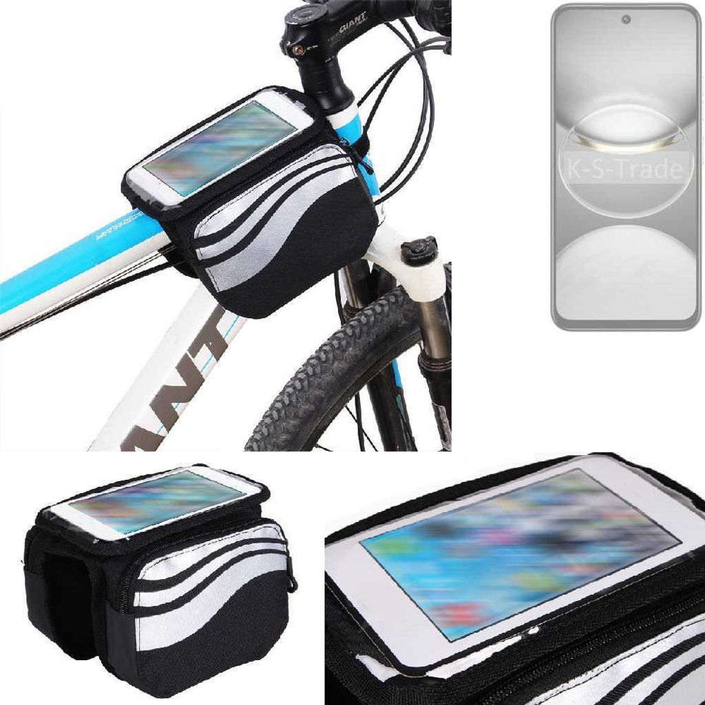 K-S-Trade Rahmentasche Fahrrad-Halterung kompatibel mit Tecno Spark 30C Rahmenhalterung Fahrrad Handyhalterung Fahrradtasche Handy Smartphone