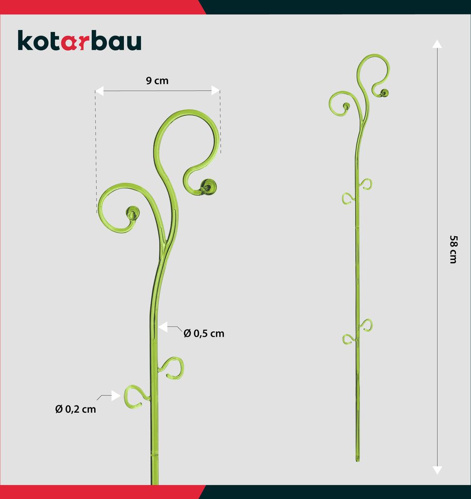KOTARBAU® Sada 6 podpěr pro rostliny zelená PVC 58 cm Obrázek produktu 3