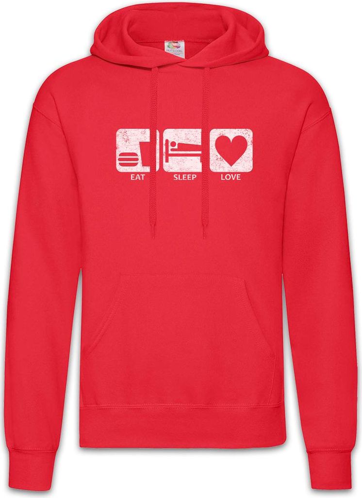 Urban Backwoods Eat Sleep Love, Herren Hoodie, Farbe: Rot, Größe: S