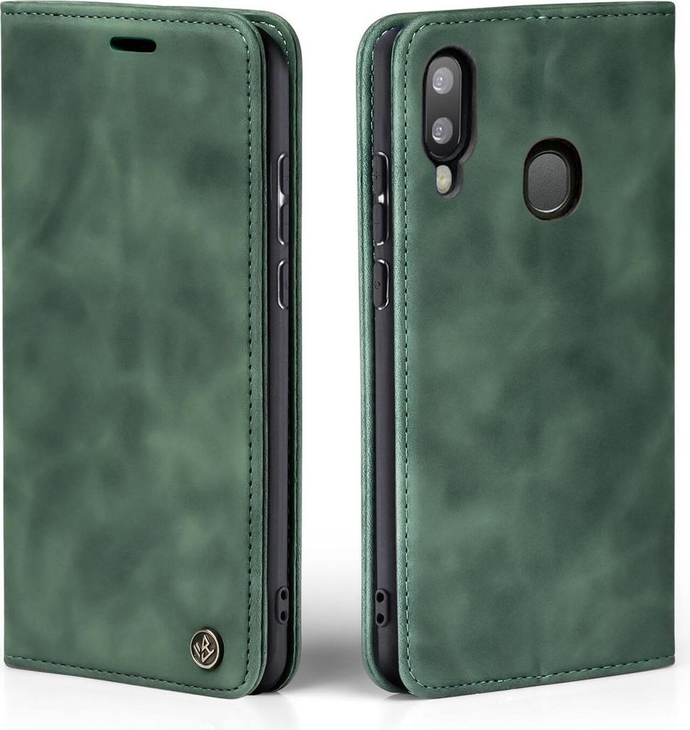 Handy Hülle für Samsung Galaxy A20e Klapphülle Bookcase Flip Cover Handy Tasche Etui Farbe: Grün