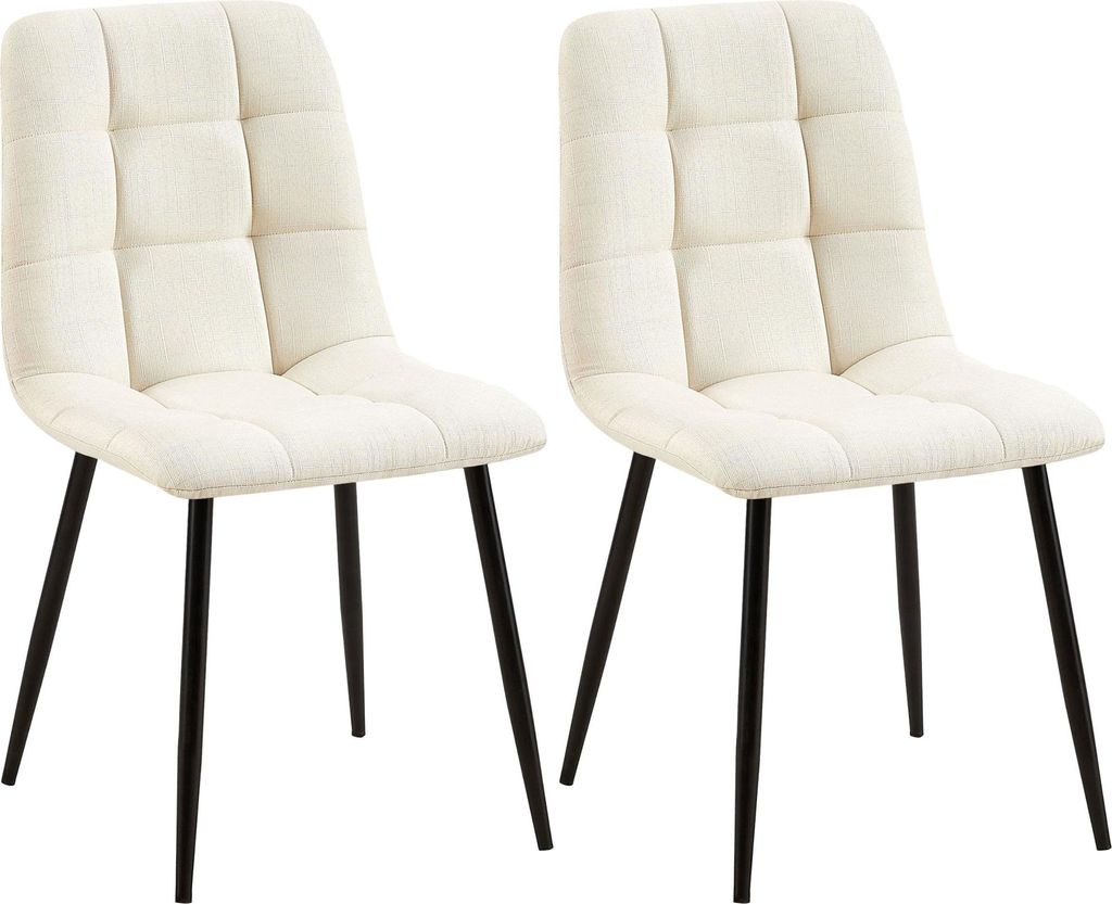 CLP 2er Set Esszimmerstuhl Tilde gepolstert mit Rückenlehne bis 150 kg belastbar creme Material Stoff