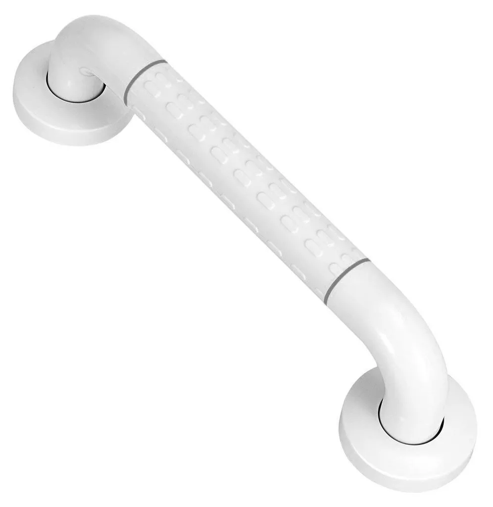 Barre d'appui antidérapante salle de bain blanche en inox 35 cm